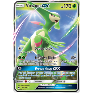 Rare Holo GX Virizion-GX 34/214 Pokemon TCG Sun & Moon Lost Thunder