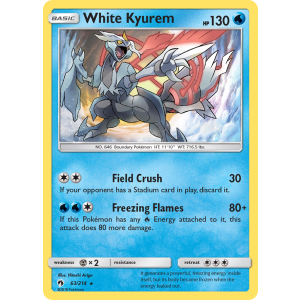 Rare Holo White Kyurem 63/214 Pokemon TCG Sun & Moon Lost Thunder