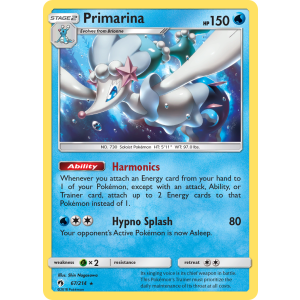 Primarina 67/214 Pokemon TCG Sun & Moon Lost Thunder