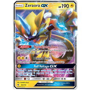 Rare Holo GX Zeraora-GX 86/214 Pokemon TCG Sun & Moon Lost Thunder