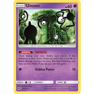 Unown 90/214 Pokemon TCG Sun & Moon Lost Thunder