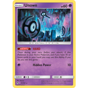 Unown 91/214 Pokemon TCG Sun & Moon Lost Thunder