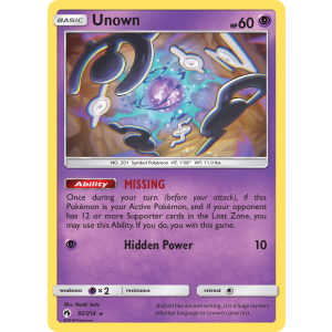 Unown 92/214 Pokemon TCG Sun & Moon Lost Thunder