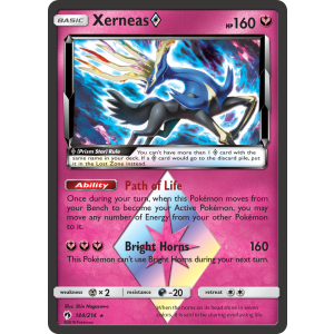 Rare Prism Star Xerneas 144/214 Pokemon TCG Sun & Moon Lost Thunder