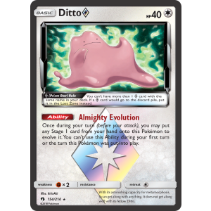 Rare Prism Star Ditto 154/214 Pokemon TCG Sun & Moon Lost Thunder