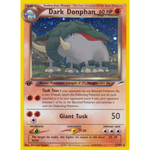 Rare Holo Dark Donphan 3/105 Pokemon TCG Neo Neo Destiny