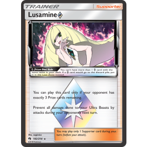 Rare Prism Star Lusamine 182/214 Pokemon TCG Sun & Moon Lost Thunder