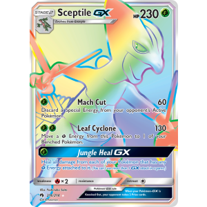 Rare Rainbow Sceptile-GX 216/214 Pokemon TCG Sun & Moon Lost Thunder