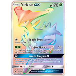 Rare Rainbow Virizion-GX 217/214 Pokemon TCG Sun & Moon Lost Thunder