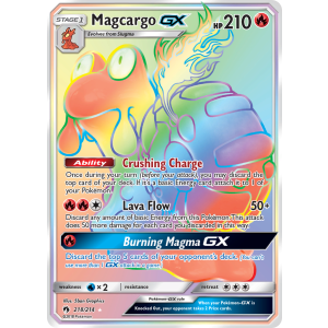 Rare Rainbow Magcargo-GX 218/214 Pokemon TCG Sun & Moon Lost Thunder