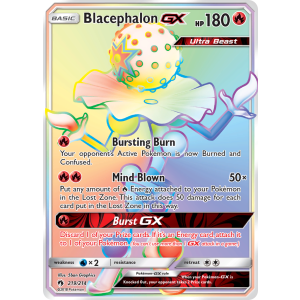 Rare Rainbow Blacephalon-GX 219/214 Pokemon TCG Sun & Moon Lost Thunder