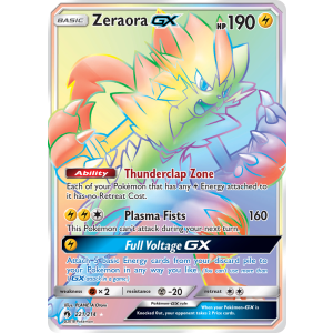 Rare Rainbow Zeraora-GX 221/214 Pokemon TCG Sun & Moon Lost Thunder