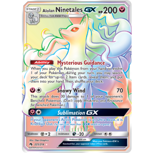 Rare Rainbow Alolan Ninetales-GX 225/214 Pokemon TCG Sun & Moon Lost Thunder