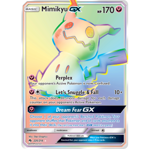 Rare Rainbow Mimikyu-GX 226/214 Pokemon TCG Sun & Moon Lost Thunder