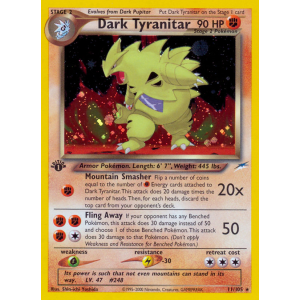 Rare Holo Dark Tyranitar 11/105 Pokemon TCG Neo Neo Destiny