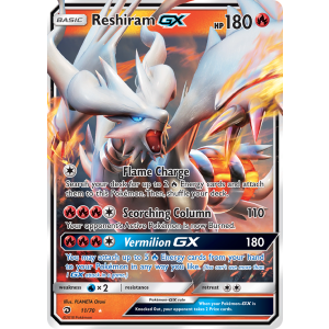 Rare Holo GX Reshiram-GX 11/70 Pokemon TCG Sun & Moon Dragon Majesty