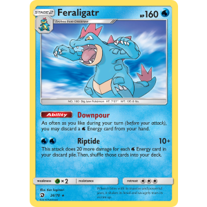 Rare Holo Feraligatr 24/70 Pokemon TCG Sun & Moon Dragon Majesty