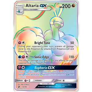 Rare Rainbow Altaria-GX 72/70 Pokemon TCG Sun & Moon Dragon Majesty