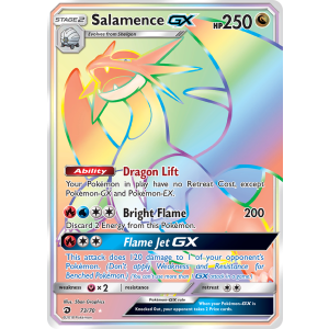 Rare Rainbow Salamence-GX 73/70 Pokemon TCG Sun & Moon Dragon Majesty