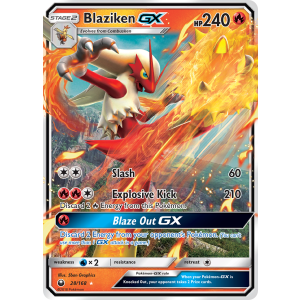 Rare Holo GX Blaziken-GX 28/168 Pokemon TCG Sun & Moon Celestial Storm