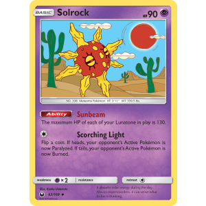 Solrock 62/168 Pokemon TCG Sun & Moon Celestial Storm