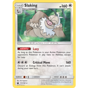 Rare Holo Slaking 115/168 Pokemon TCG Sun & Moon Celestial Storm