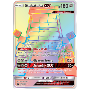 Rare Rainbow Stakataka-GX 176/168 Pokemon TCG Sun & Moon Celestial Storm