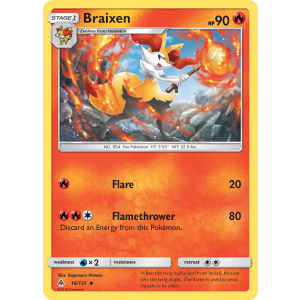 Braixen 16/131 Pokemon TCG Sun & Moon Forbidden Light