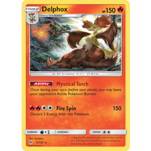 Rare Holo Delphox 17/131 Pokemon TCG Sun & Moon Forbidden Light