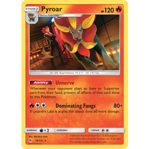 Rare Holo Pyroar 19/131 Pokemon TCG Sun & Moon Forbidden Light