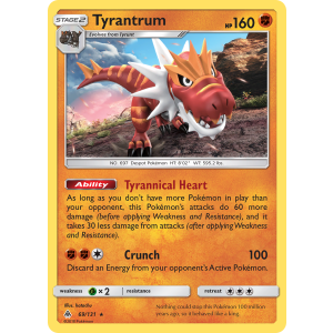 Rare Holo Tyrantrum 69/131 Pokemon TCG Sun & Moon Forbidden Light