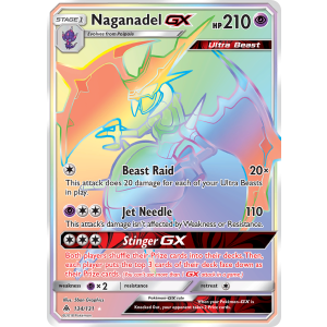 Rare Rainbow Naganadel-GX 134/131 Pokemon TCG Sun & Moon Forbidden Light