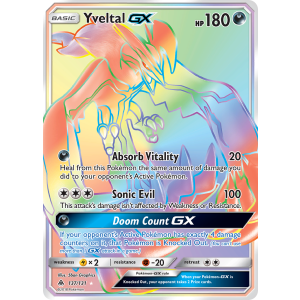 Rare Rainbow Yveltal-GX 137/131 Pokemon TCG Sun & Moon Forbidden Light