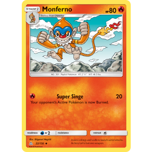 Monferno 22/156 Pokemon TCG Sun & Moon Ultra Prism