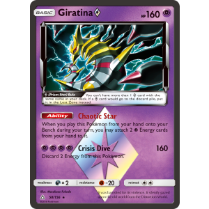 Rare Prism Star Giratina 58/156 Pokemon TCG Sun & Moon Ultra Prism