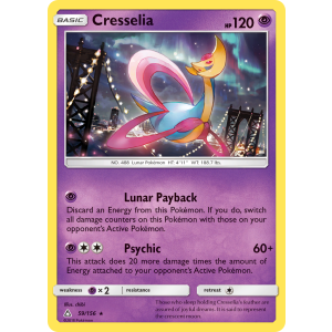 Rare Holo Cresselia 59/156 Pokemon TCG Sun & Moon Ultra Prism