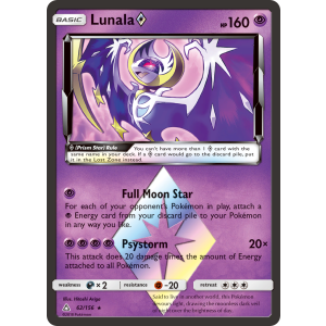 Rare Prism Star Lunala 62/156 Pokemon TCG Sun & Moon Ultra Prism