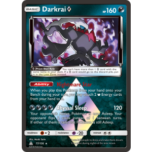 Rare Prism Star Darkrai 77/156 Pokemon TCG Sun & Moon Ultra Prism