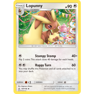 Lopunny 107/156 Pokemon TCG Sun & Moon Ultra Prism