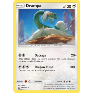 Rare Holo Drampa 117/156 Pokemon TCG Sun & Moon Ultra Prism