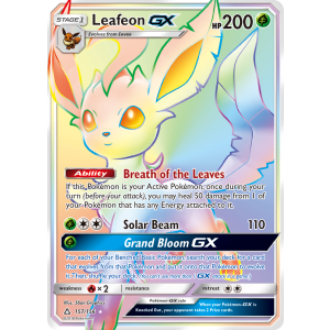 Rare Rainbow Leafeon-GX 157/156 Pokemon TCG Sun & Moon Ultra Prism