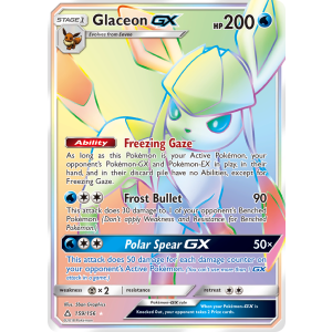 Rare Rainbow Glaceon-GX 159/156 Pokemon TCG Sun & Moon Ultra Prism