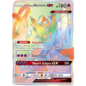 Rare Rainbow Dawn Wings Necrozma-GX 161/156 Pokemon TCG Sun & Moon Ultra Prism