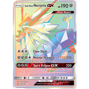 Rare Rainbow Dusk Mane Necrozma-GX 163/156 Pokemon TCG Sun & Moon Ultra Prism