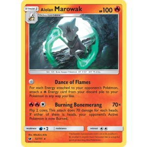 Rare Holo Alolan Marowak 12/111 Pokemon TCG Sun & Moon Crimson Invasion