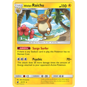 Rare Holo Alolan Raichu 31/111 Pokemon TCG Sun & Moon Crimson Invasion