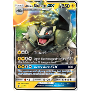 Rare Holo GX Alolan Golem-GX 34/111 Pokemon TCG Sun & Moon Crimson Invasion