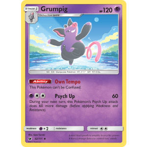 Grumpig 42/111 Pokemon TCG Sun & Moon Crimson Invasion