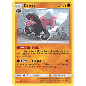 Rare Holo Bewear 56/111 Pokemon TCG Sun & Moon Crimson Invasion