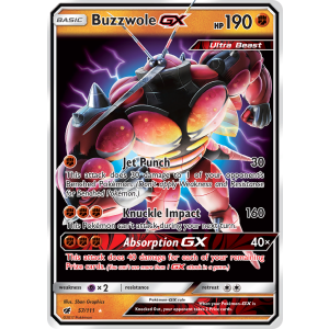 Rare Holo GX Buzzwole-GX 57/111 Pokemon TCG Sun & Moon Crimson Invasion